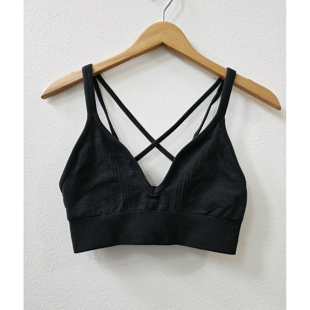 Lululemon Seamlessly Plunge Bra Heathered Black Women's Size 6/8 V-Neck